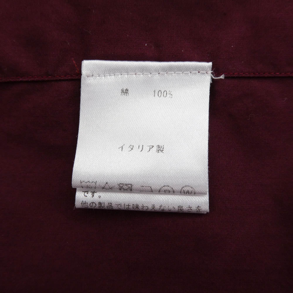 フィナモレ ワイドカラー 長袖 シャツ コットンストレッチ エンジ系 ワインレッド系 M【中古】