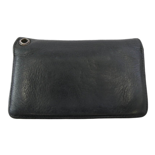 CHROME HEARTS クロムハーツ(原本無) 1ZIP HEART 1ジップ ハートボタン レザーウォレット コンパクトウォレット 財布 ブラック系【中古】