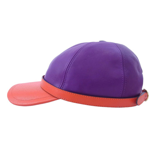 GUCCI グッチ 7289643 3HARA イタリア製 バイカラー 6パネル レザー ベースボール キャップ 帽子 パープル系 M/57cm【極上美品】【中古】