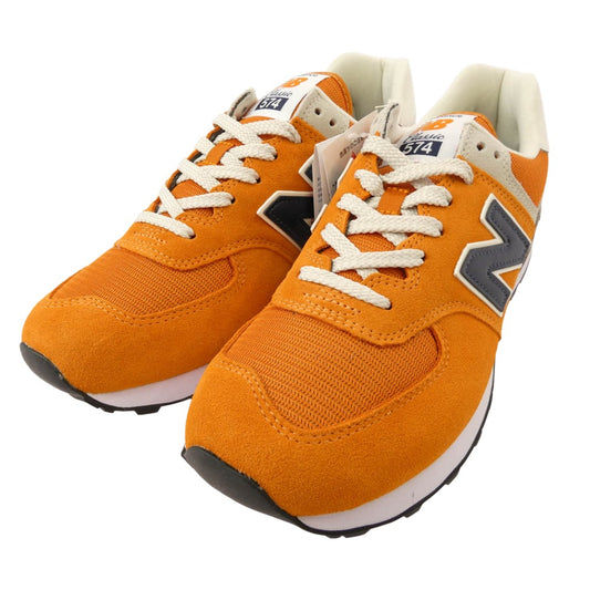 NEW BALANCE ニューバランス ML574HJ2 スエード メッシュ ローカット スニーカー オレンジ系 27cm【極上美品】【中古】
