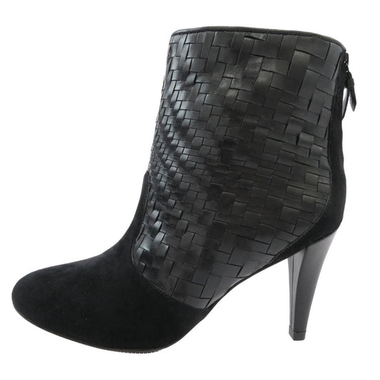 COLE HAAN コールハーン レザー ヒール ショート ブーツ ブラック系 6.5B【中古】