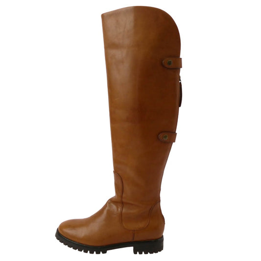 COLE HAAN コールハーン バックジップ レザー ロング ブーツ ブラウン系 7B【中古】