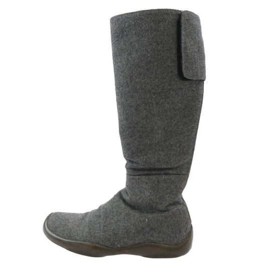 PRADA プラダ 2355 sport スポーツ バックジップ ウール ロング ブーツ グレー系 6【中古】