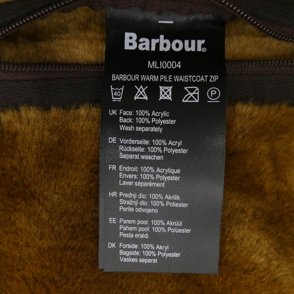 Barbour バブアー MLI0004 FRONT ZIP FUR LINER VEST ファーライナー ベスト ブラウン系 36【中古】