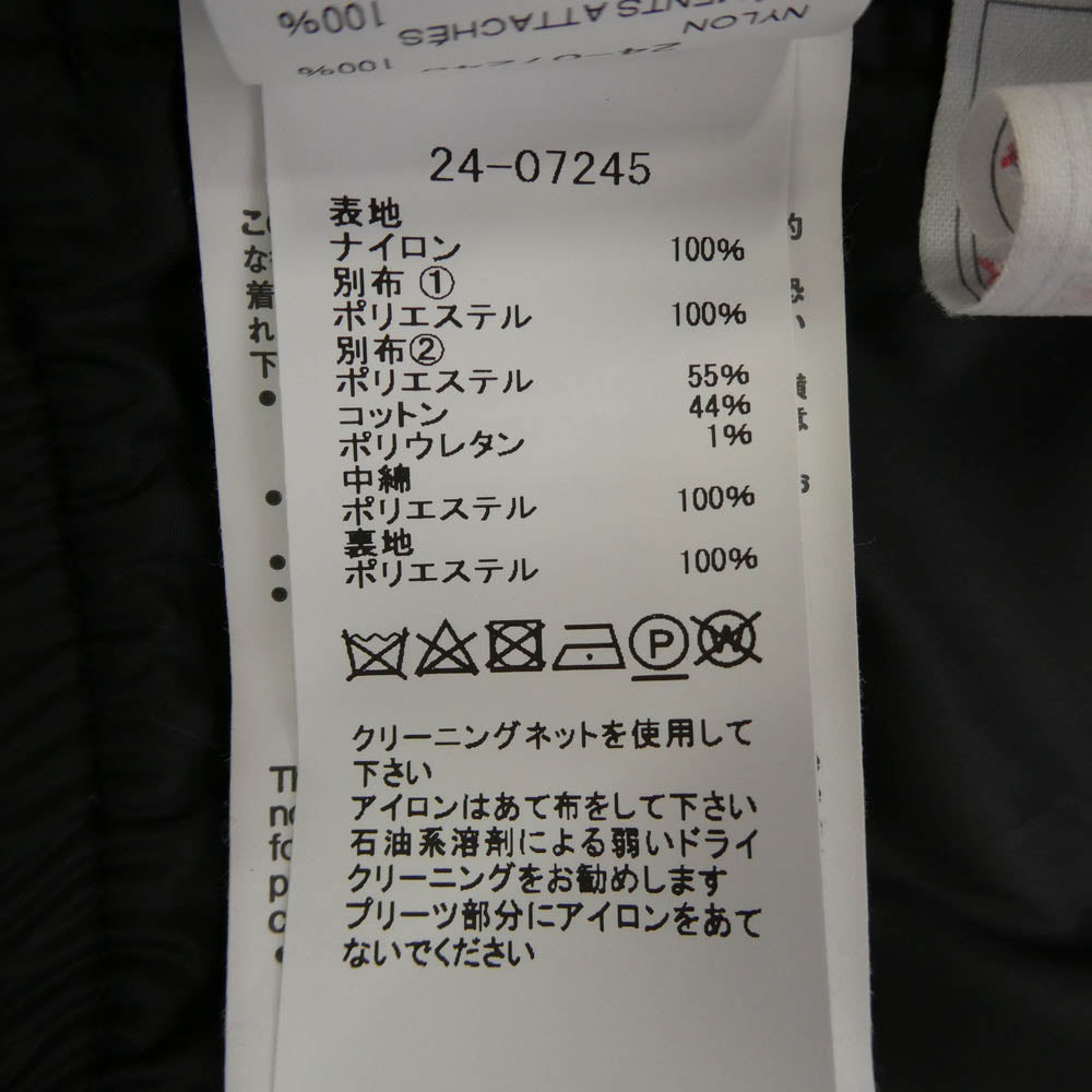 Sacai サカイ 24-07245 Camisole Shirt MA-1ドッキング 異素材切替 バックプリーツ カットソー キャミソール ベスト タンクトップ ブラック系 3【中古】