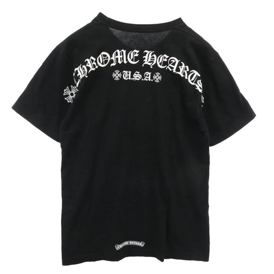CHROME HEARTS クロムハーツ(原本無) USA Logo S/S TEE スクロール ロゴ プリント クルーネック 半袖 Tシャツ ブラック系 M【中古】