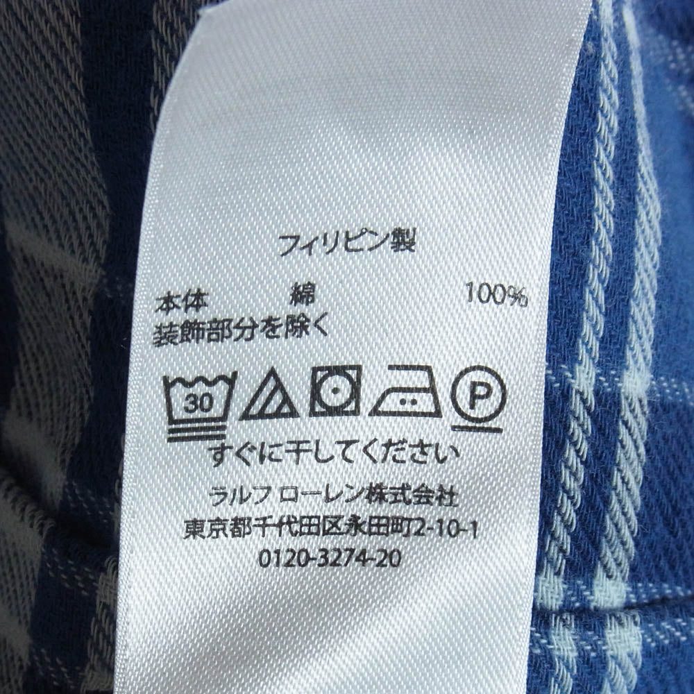 POLO RALPH LAUREN ポロ・ラルフローレン CLASSIC FIT リバーシブル チェック ガーゼ 長袖 シャツ ブルー系 M【中古】