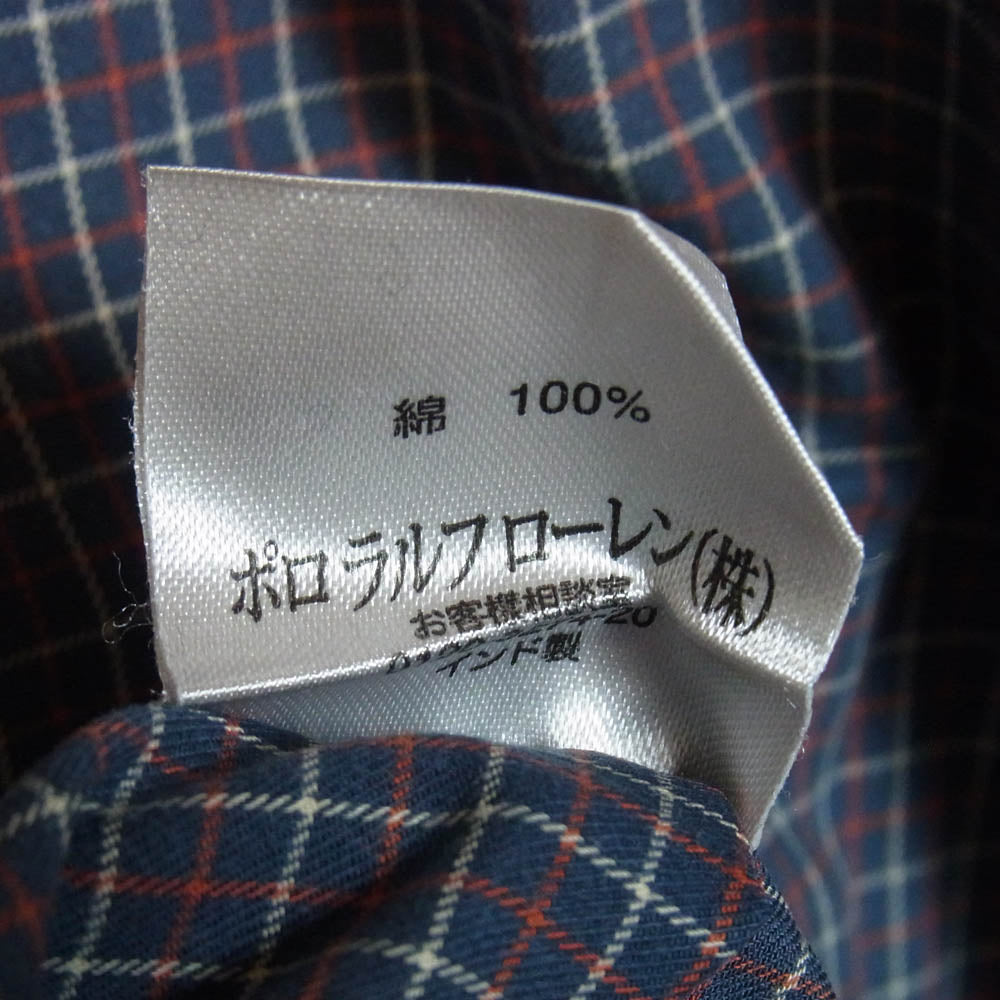 RALPH LAUREN ラルフローレン CLASSIC FIT チェック BD 長袖 シャツ ネイビー系 L【中古】