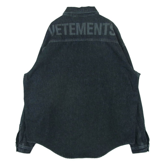 VETEMENTS ヴェトモン 20aw UAH21SH043 Back Logo Denim Long Sleeve Shirt バック ロゴ デニム 長袖 シャツ ジャケット グレー系 XS【中古】