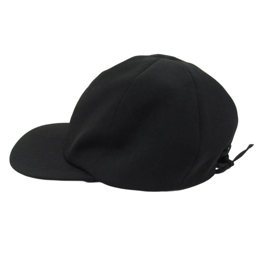 Yohji Yamamoto ヨウジヤマモト YT-H03-500 Y's ワイズ DECYNE BACK RIBBON CAP デシン バック リボン キャップ ブラック系【中古】