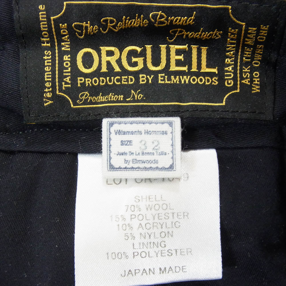 ORGUEIL オルゲイユ OR-1049 Glen Check Trousers グレン チェック トラウザー パンツ グレー系 32【中古】