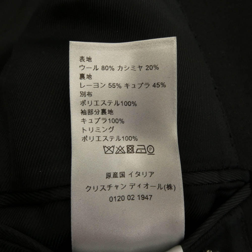 DIOR HOMME ディオールオム 17AW 533C335U3183 カシミヤ混 ウール ショルダー切替 ダブルブレスト コート ブラック系 46【中古】