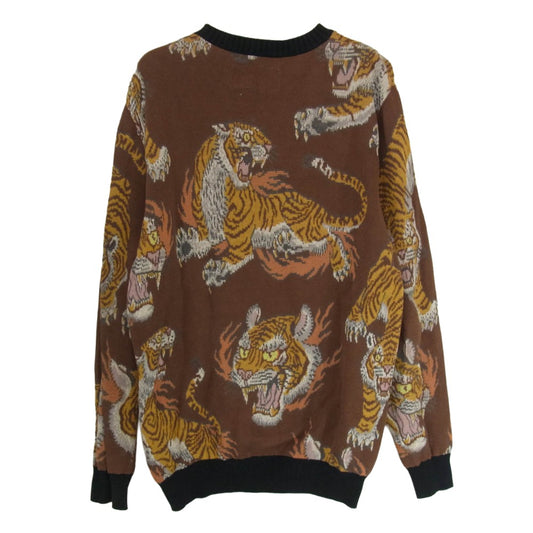 WACKO MARIA ワコマリア 虎柄 タイガー クルーネック ニット タイガー トラ ブラウン系 S【中古】