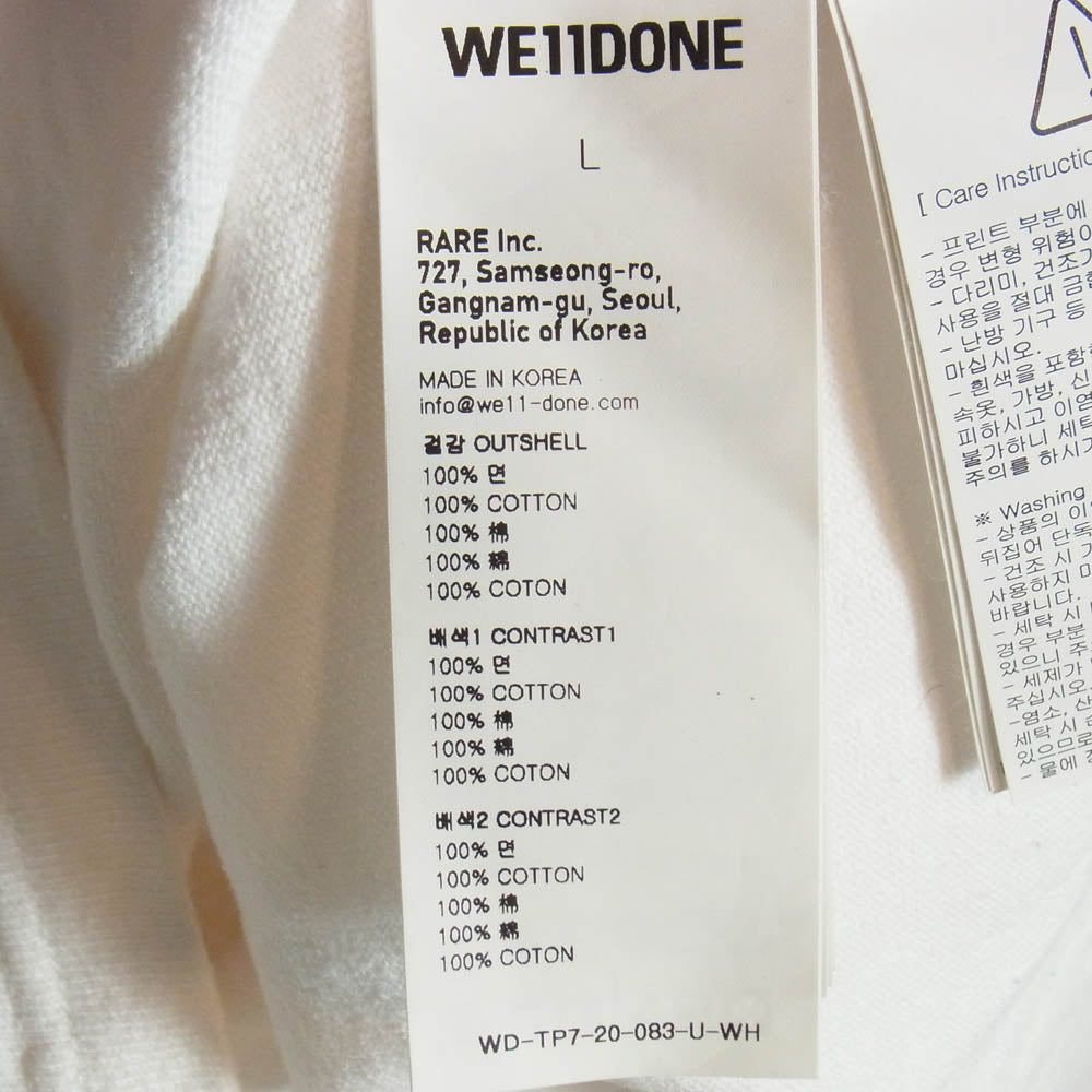 WE11DONE ウェルダン 20SS WD-TP7-20-083-U-WH REMAKE LOGO LONG SLEEVE T-SHIRT リメイク ロゴプリント カットソー ホワイト系 L【中古】
