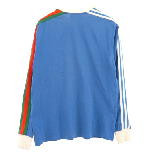 GUCCI グッチ 700506XJEKO × adidas アディダス ロゴプリントサイドライン長袖 カットソー ブルー系 M【中古】