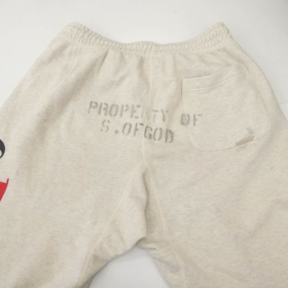 SAINT MICHAEL セントマイケル 22SS SM-S22-0000-084 × VLONE ヴィーロン SWEAT LONG PANTS スウェット ロングパンツ ユーズド ダメージ加工 グレー系 M【中古】