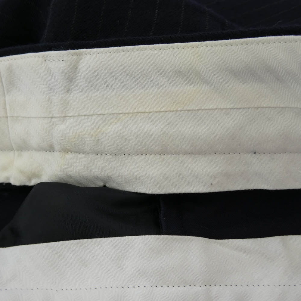 A.PRESSE アプレッセ 21AW 21AAP-04-01M Two Tack Trousers ウールリネン ストライプ 2タック パンツ トラウザー ネイビー系 2【中古】