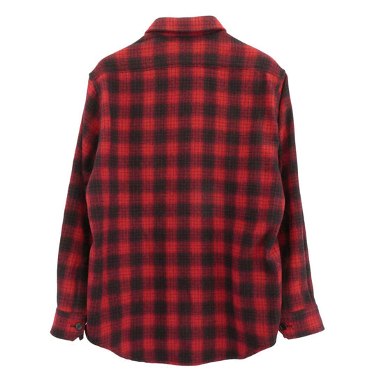 CELINE セリーヌ 22AW 2C574017F loose wool check shirt ルーズ チェック 長袖 シャツ レッド系 ブラック系 37【中古】