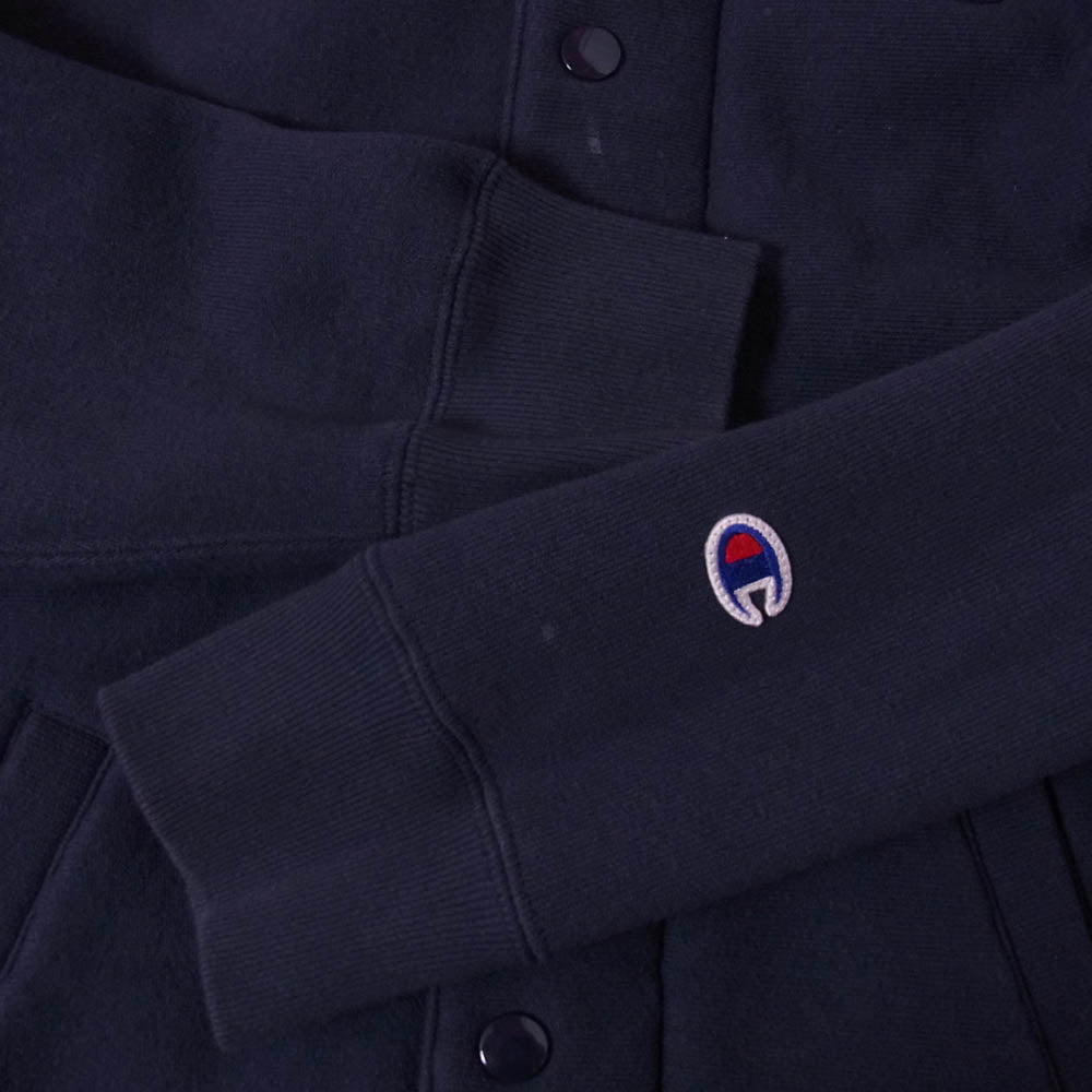 Champion チャンピオン C8-Q042 × REVERSE WAVE SNAP SWEAT リバースウィーブ スナップ ジップ スウェット カーディガン ジャケット ネイビー系 L【中古】