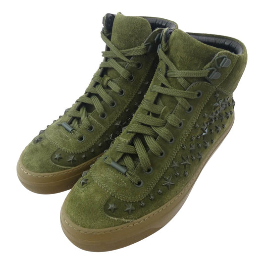 ジミーチュウ スタッズ スエード ハイカット スニーカー モスグリーン系 40【中古】