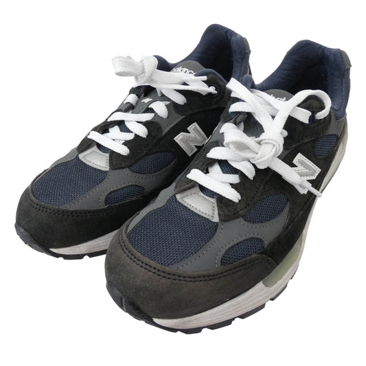 NEW BALANCE ニューバランス M992GG USA製 スエード ローカット スニーカー ブラック系 ネイビー系 26.0cm【中古】