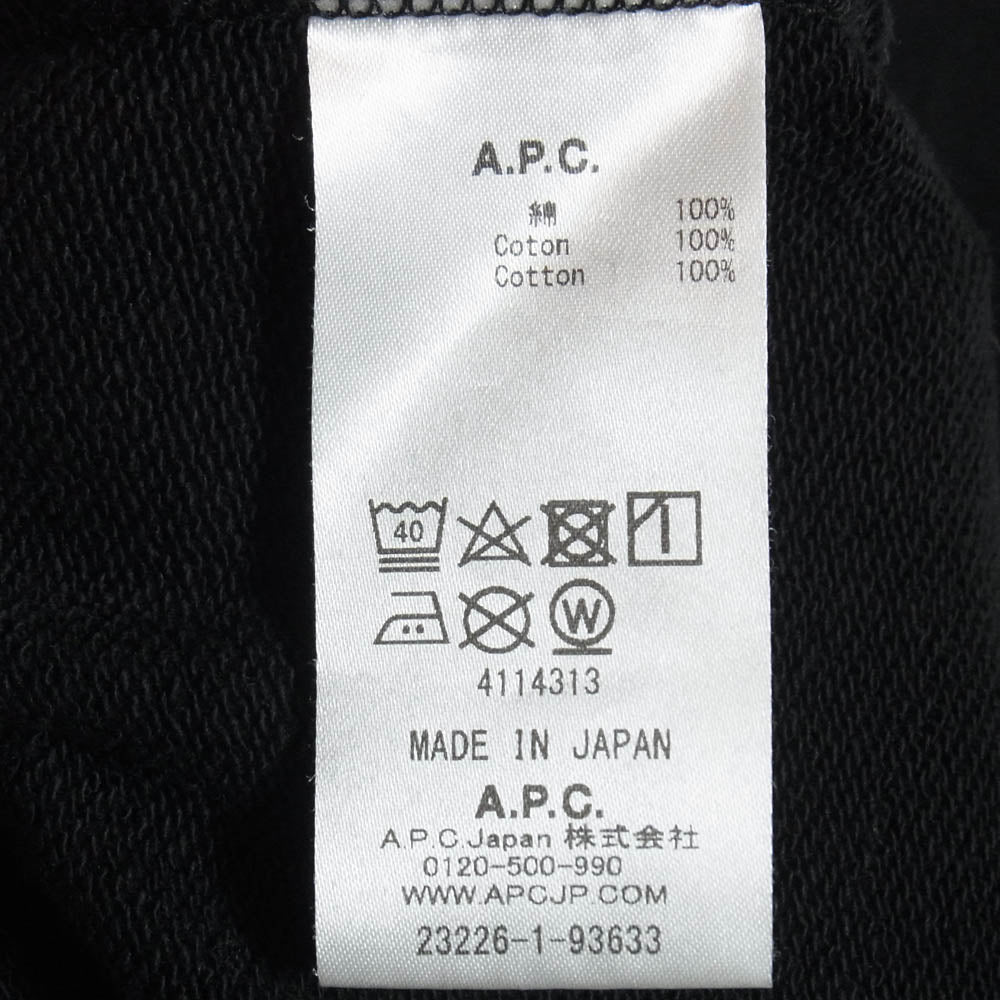 A.P.C. アーペーセー 23226-1-93633 リバースロゴ 反転ロゴ スウェット ブラック系 L【中古】