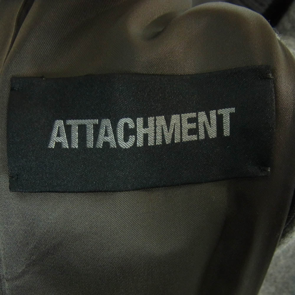 ATTACHMENT アタッチメント AB22-205 ヘビーメルトン スタジャン 袖カーフレザー ジップアップ バーシティ ジャケット グレー系 ブラック系 3【中古】