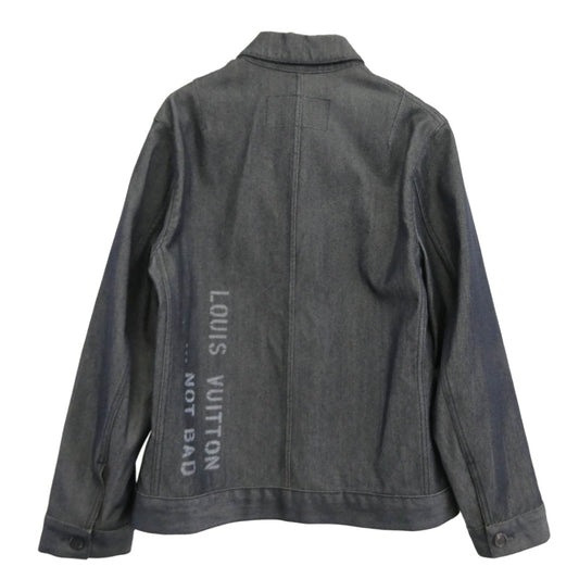 LOUIS VUITTON ルイ・ヴィトン バックロゴプリント ウールコットン デニム ジャケット インディゴブルー系 50【中古】