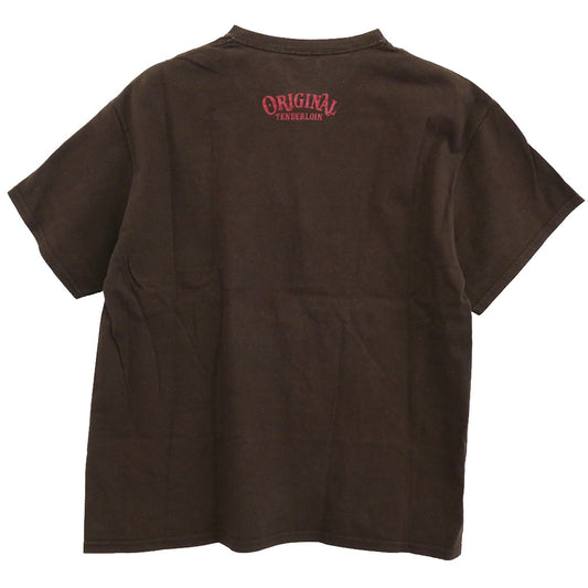 TENDERLOIN テンダーロイン 15SS 本店限定 T-TEE TENDERLOIN TOKYO ユーズド加工 ロゴプリント 半袖 Tシャツ ブラウン ブラウン系 L【中古】