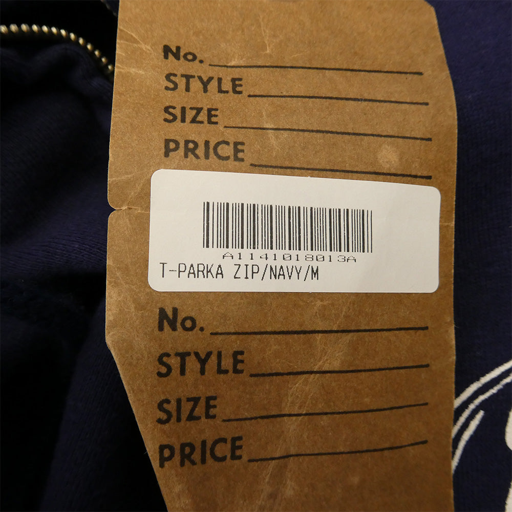 TENDERLOIN テンダーロイン T-PARKA ZIP CAHULAWASSEE RIVER フィシュ バックプリント スウェット ジップアップ パーカー フーディー ネイビー系 M【美品】【中古】