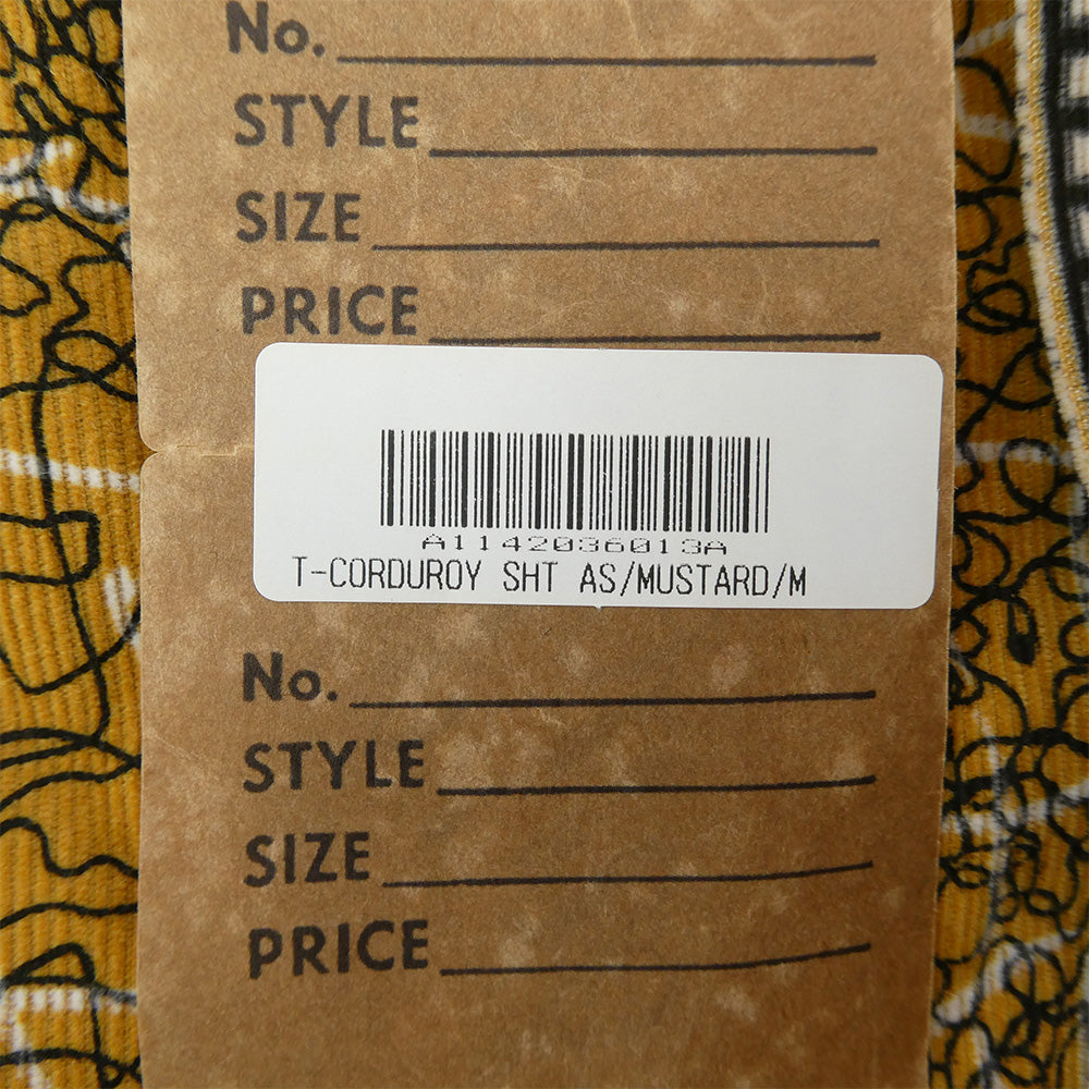 TENDERLOIN テンダーロイン T-CORDUROY SHT AS コーデュロイ 総柄 オープンカラー 長袖 シャツ イエロー系 M【美品】【中古】