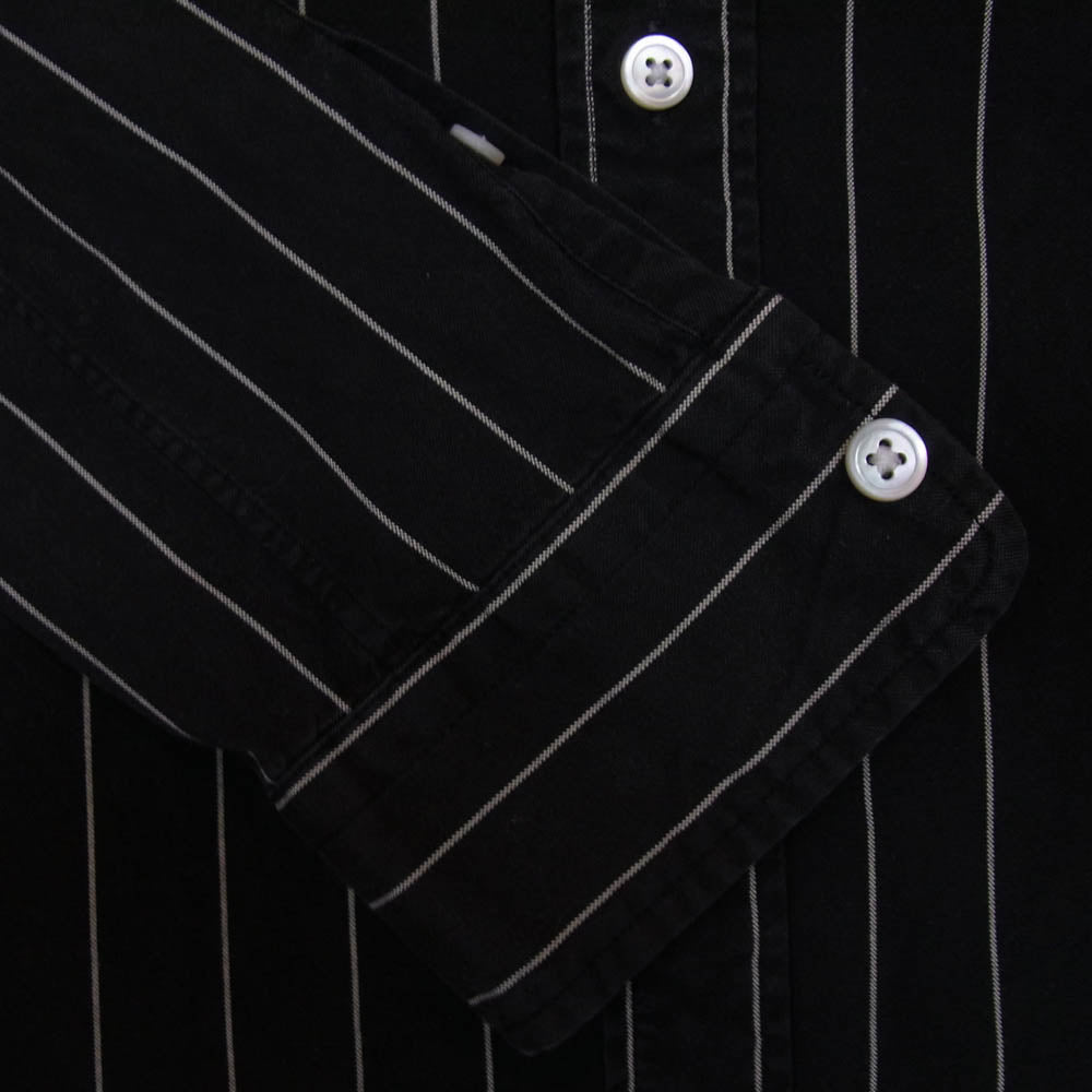 WACKO MARIA ワコマリア 12AW 12AW-STP-WM2020R guilty parties stripe shirt バックロゴ刺繍 チェーンステッチ ストライプ柄 コットン 長袖 シャツ ブラック系 M【中古】