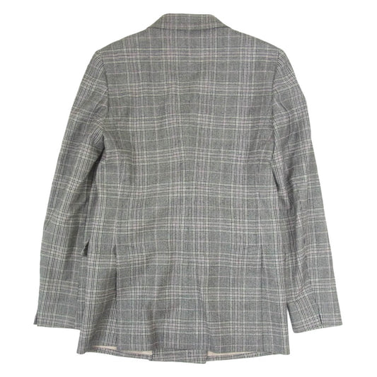 LARDINI ラルディーニ 24AW 新型ブートニエール カシミヤ混 ウール チェック ダブルブレスト ピークドラペル テーラード ジャケット グレー系 40【美品】【中古】