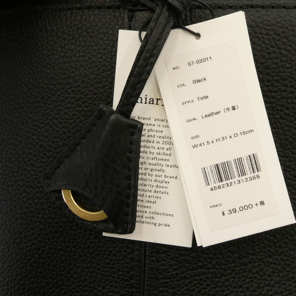 aniary アニアリ 07-02011 Shrink Leather シュリンク レザー トートバッグ ブラック ブラック系【極上美品】【中古】