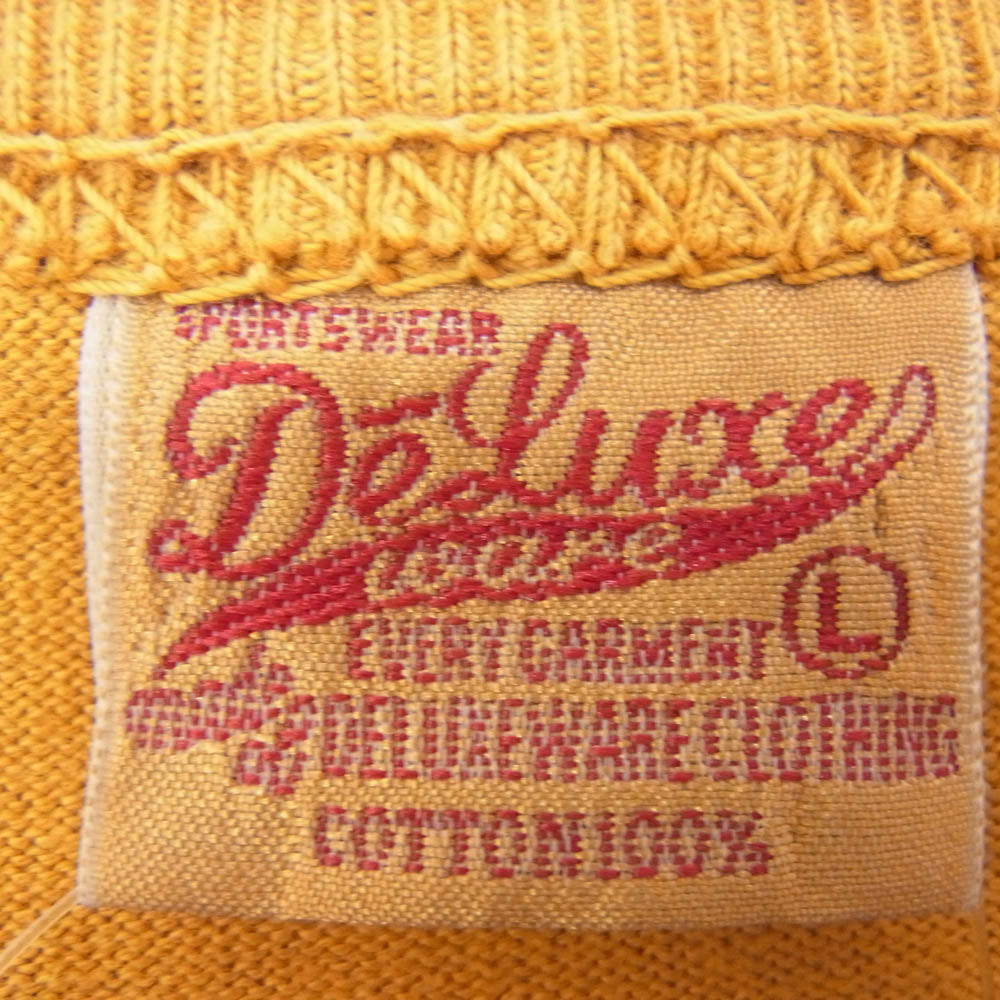 DELUXE デラックス COLORAD カレッジ 半袖 クルーネック ショートスリーブ Tシャツ イエロー系 L【中古】