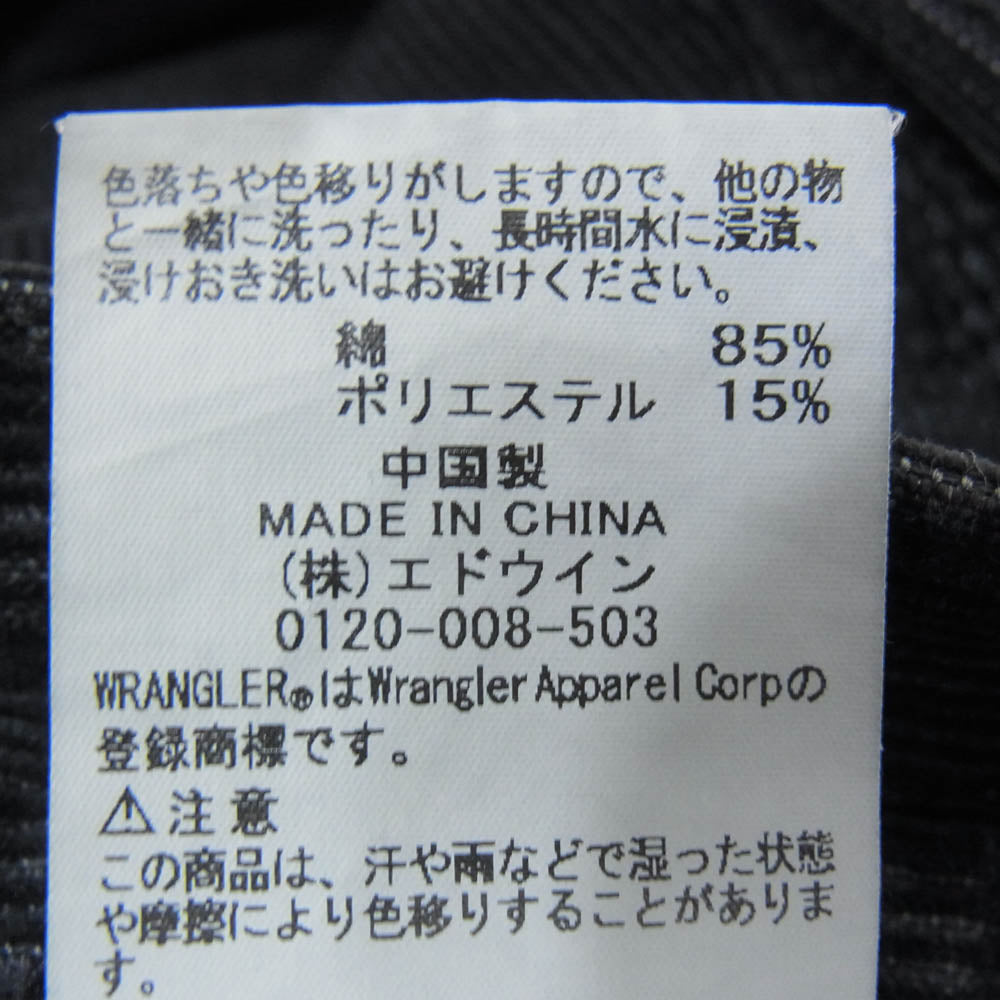Wrangler ラングラー WS0162 FOLL EXCLUSIVE FOLL別注 CORDUROY FLARE TROUSER コーデュロイ フレア トラウザーズ パンツ ブラック系 M【中古】