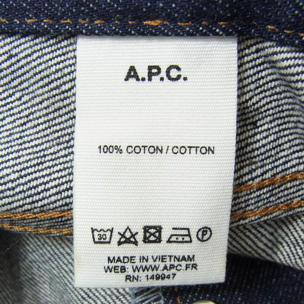 A.P.C. アーペーセー JEAN STANDARD ボタンフライ デニム パンツ インディゴブルー系 36【中古】