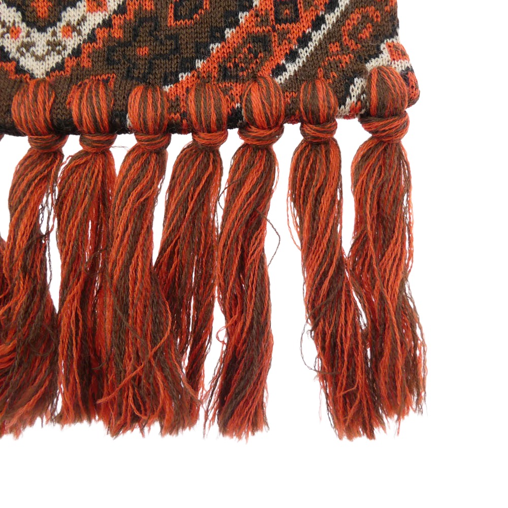 TENDERLOIN テンダーロイン T-STOLE GOBLIN ネイティブ柄 ニット マフラー レッド系【美品】【中古】