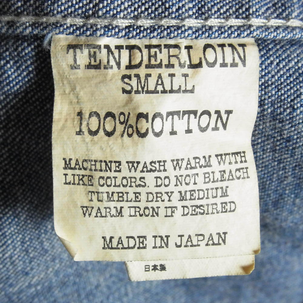 TENDERLOIN テンダーロイン T-NAVY JKT WASHED US ARMY ロゴ ボタン デニム カバーオール ジャケット インディゴブルー系 S【美品】【中古】
