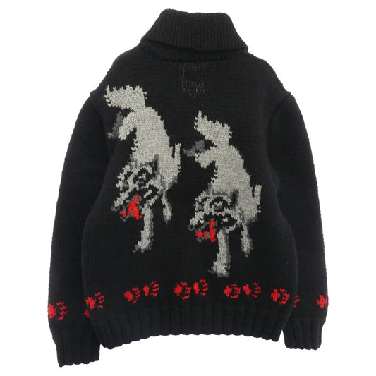 TENDERLOIN テンダーロイン T-COWICHAN ウルフ カウチン ニット ジャケット ブラック ブラック系 M【極上美品】【中古】