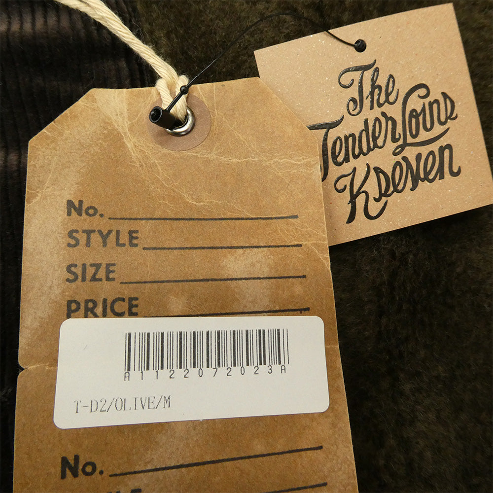 TENDERLOIN テンダーロイン T-D2 ファーカラー ハーフボタンアップ フリース プルオーバー ジャケット モスグリーン系 M【美品】【中古】