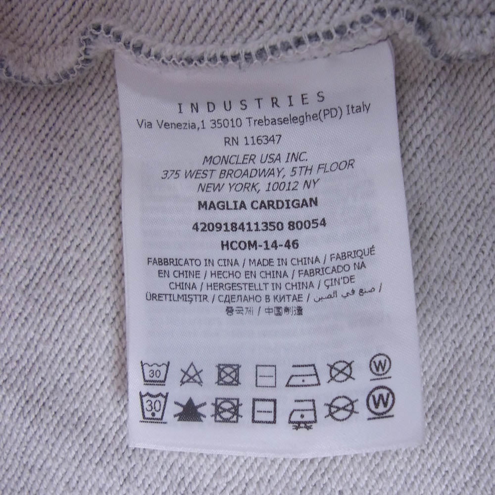 MONCLER モンクレール 420918411350 Maglia Cardigan マリア ロゴワッペン カーディガン フルジップ パーカー フーディー グレー系 L【中古】