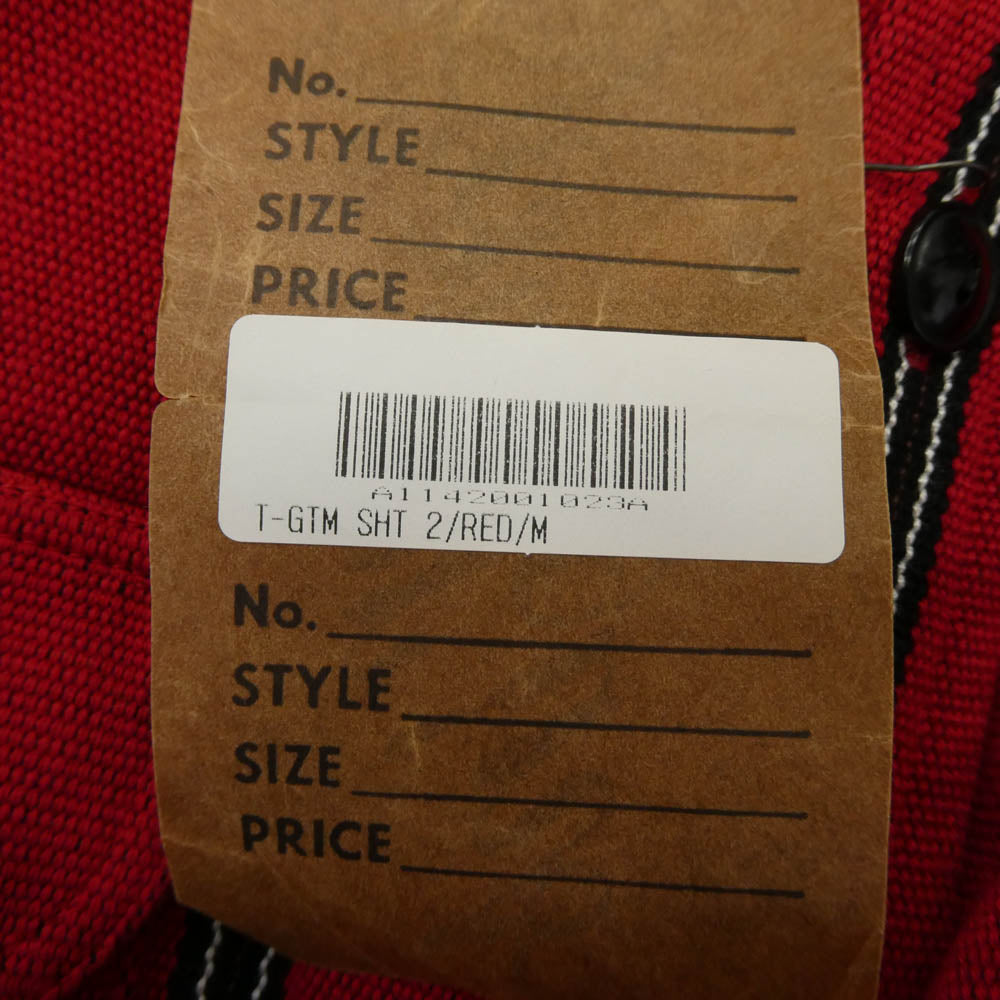 TENDERLOIN テンダーロイン 14AW T-GTM SHT 2 ストライプ柄 切替 長袖シャツ レッド系 M【極上美品】【中古】