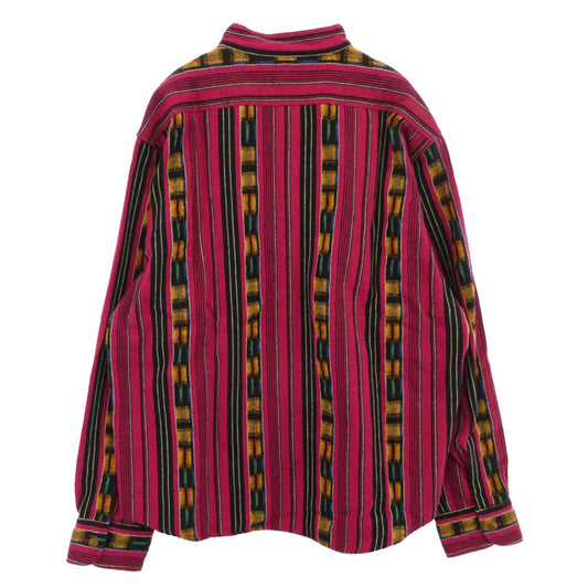 TENDERLOIN テンダーロイン 14AW T-GTM STAND SHT グアテマラ柄 スタンドカラー 長袖シャツ ピンク ピンク系 M【極上美品】【中古】