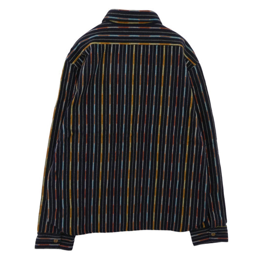TENDERLOIN テンダーロイン T-NATVIE SHT ネイティブ柄 ストライプ 長袖シャツ ネイビー ネイビー系 M【極上美品】【中古】