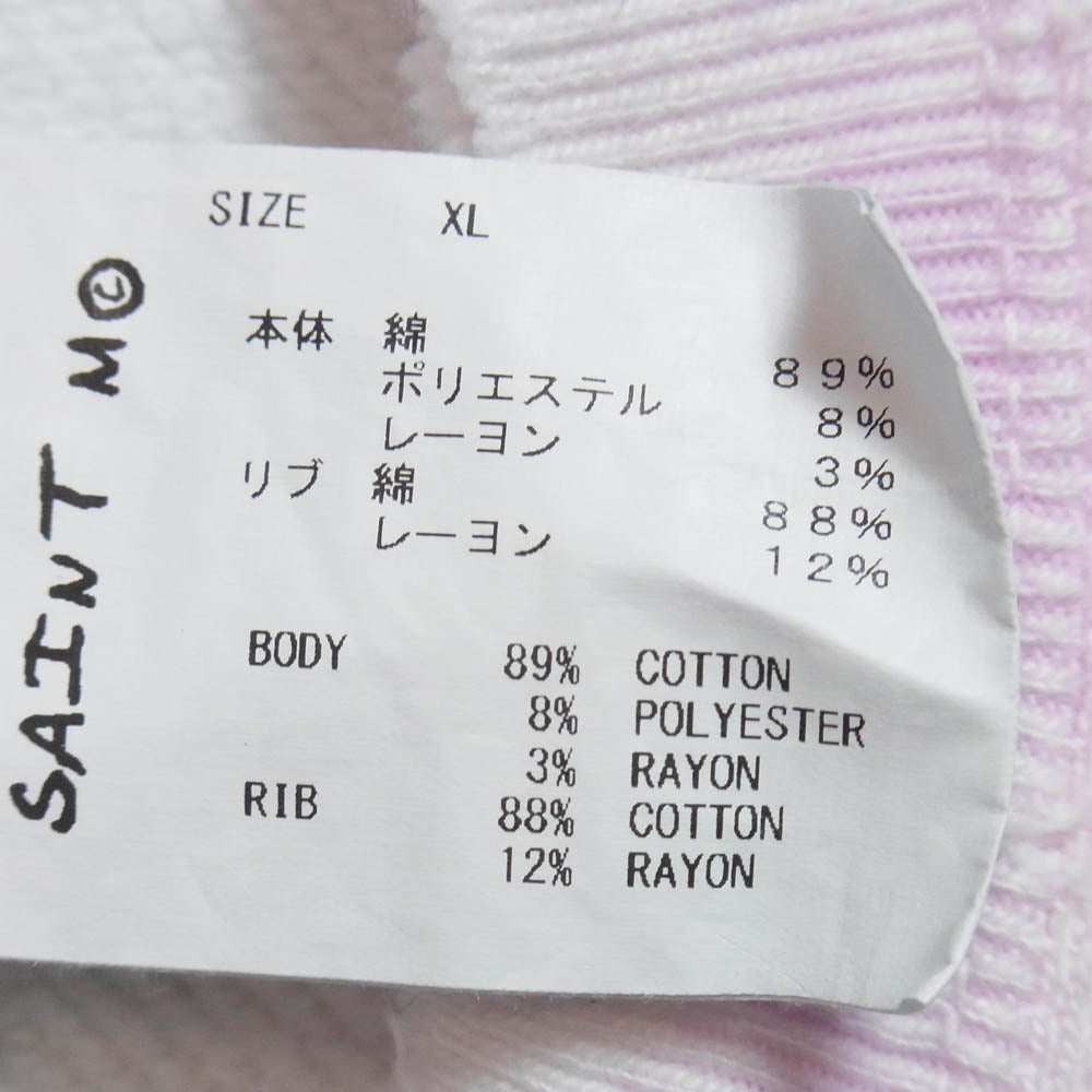 SAINT MICHAEL セントマイケル 23AW SM-A23-0000-025 CRW N SWT ONE POINT DYE ダメージ加工 タイダイ ワンポイント クルーネック スウェット トレーナー ホワイト系 XL【中古】