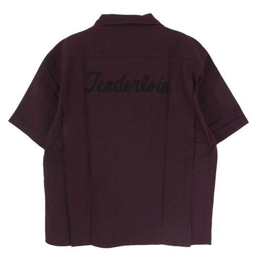 TENDERLOIN テンダーロイン T-BOWL SHT S チェーン刺繍ロゴ 半袖 オープンカラー ボーリングシャツ バーガンディ系 M【中古】