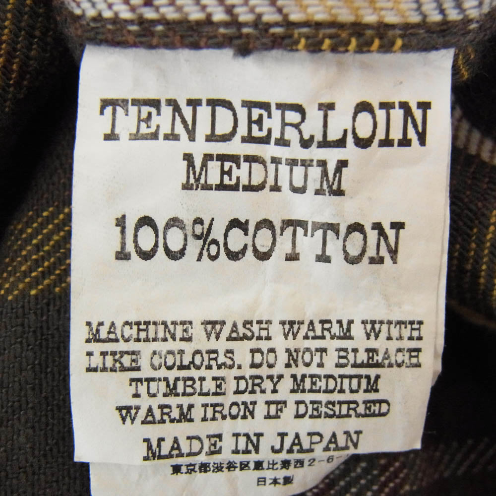 TENDERLOIN テンダーロイン T-HEAVY FLANNEL SHT チェック ヘビー フランネル 長袖シャツ ブラウン×イエロー ブラウン系 M【中古】