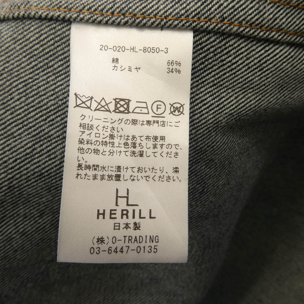 ヘリル 20-020-HL-8050-3 CASHMERE DENIM WORK COAT カシミヤ デニム ワーク コート【極上美品】【中古】