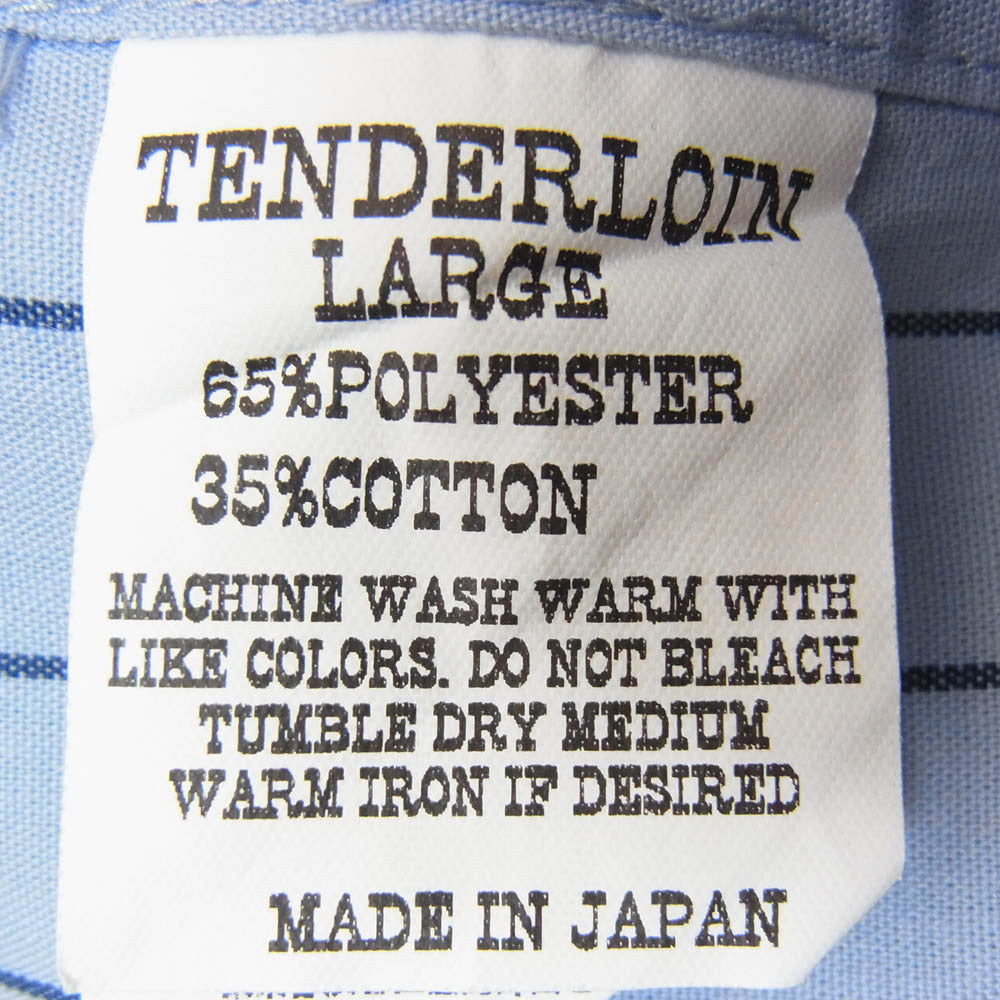 TENDERLOIN テンダーロイン T-WORK SHT U BD S/S ボタンダウン 半袖 ワークシャツ ストライプ ブルー系 L【中古】